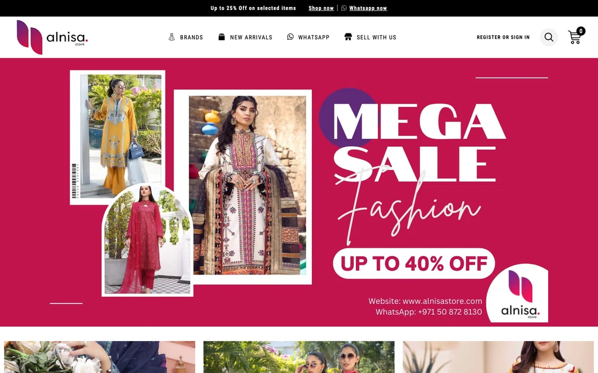 Alnisa Store online shop homepage