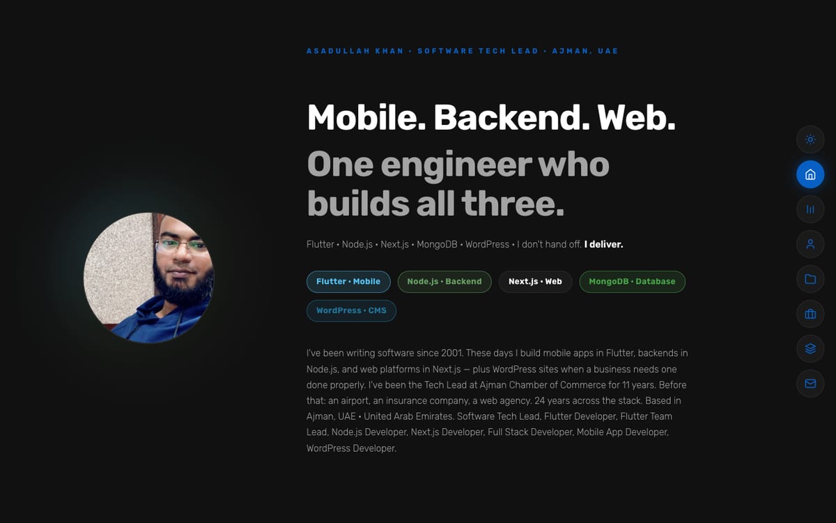 Asadullah Khan portfolio website homepage